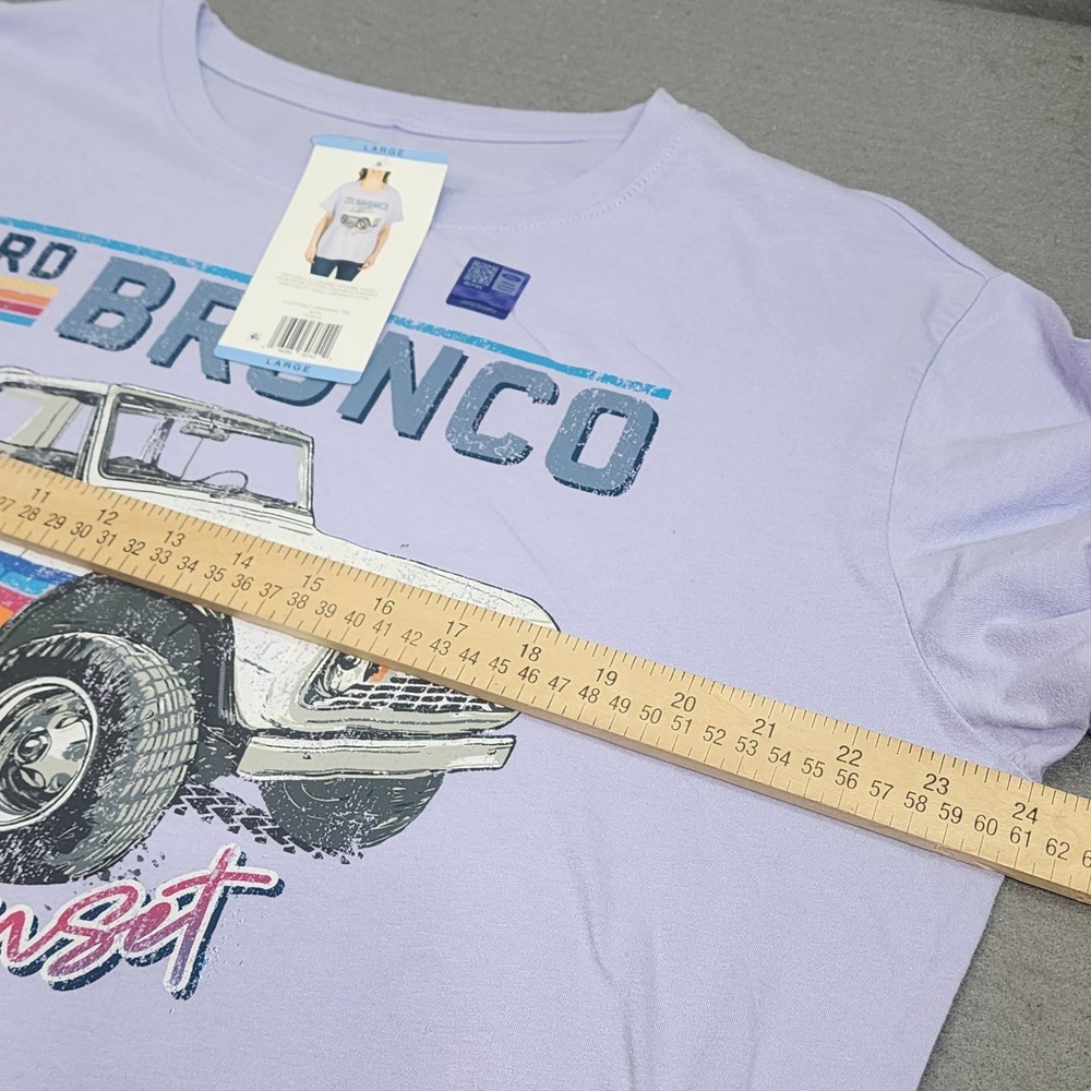 Ford Bronco Graphic Tee Purple‎ Retro Sunset Licensed Women Large - Picture 7 of 8